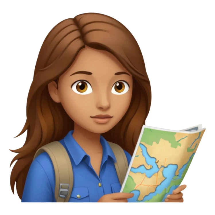 A backpacking woman checking her map with curious eyes. sticker