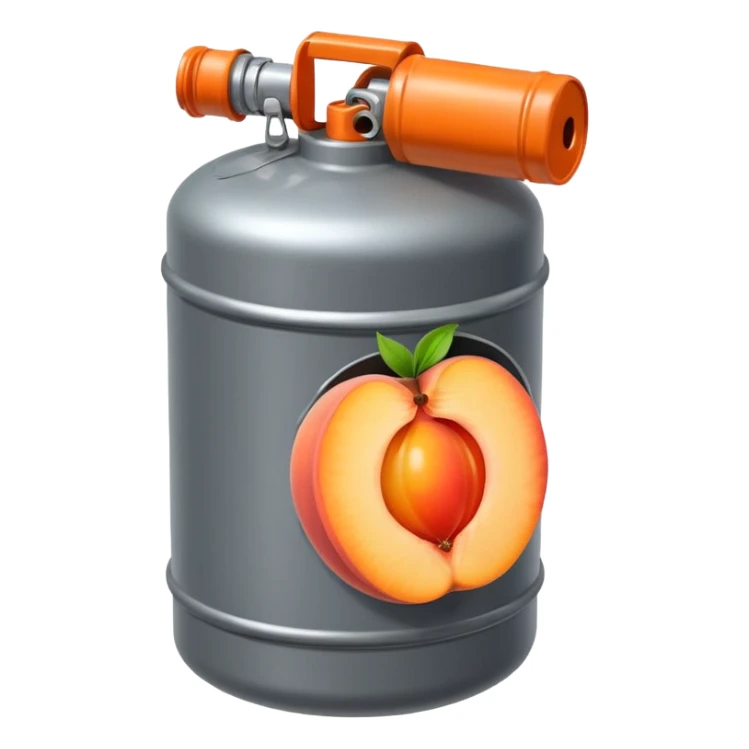 gas canister inside a cut open peach  sticker