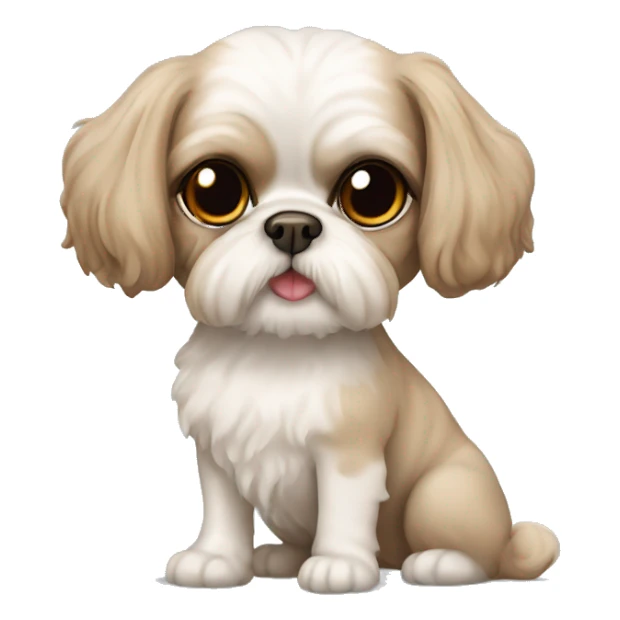 Beige shih tzu dog and beige Devon Rex cat  sticker