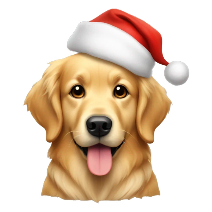 golden retriever with santa hat sticker