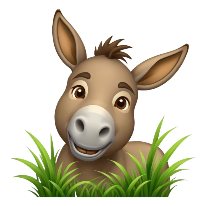 donkey, grass in mouth sticker