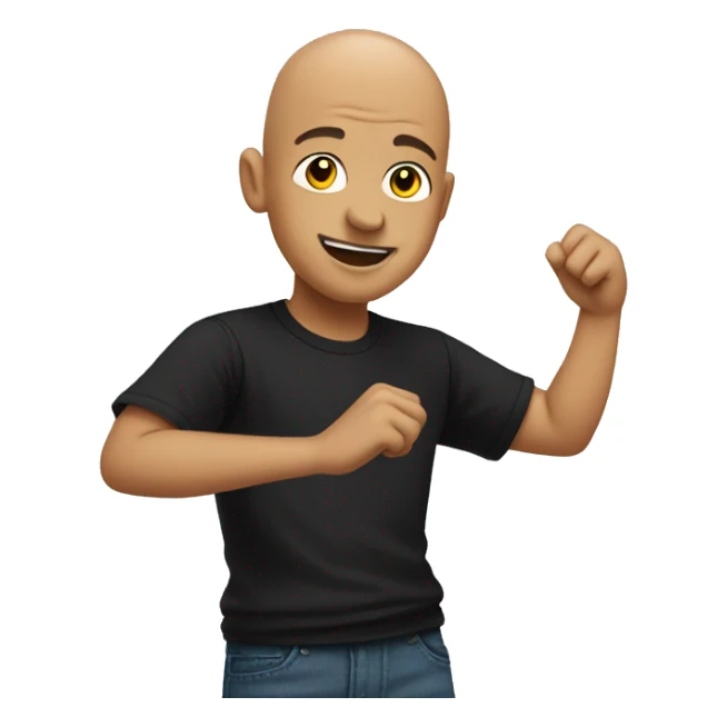Bald boy in black t-shirt dancing sticker