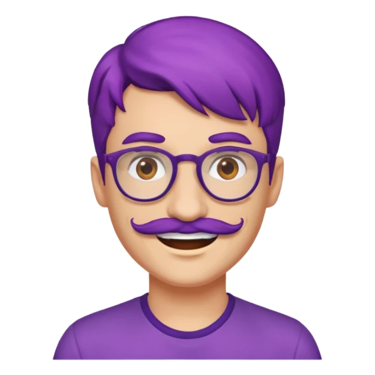 mustached purple haired spectacled happy sticker