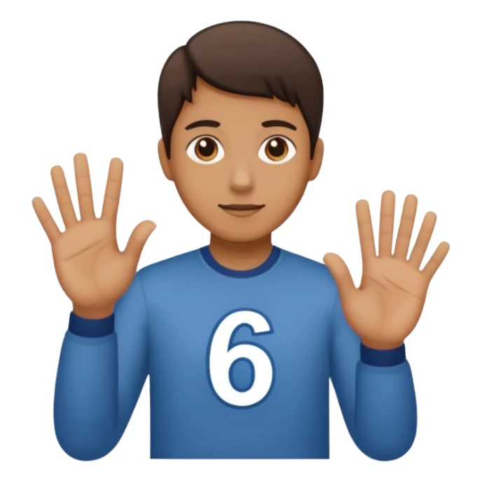 🤷🏻‍♂️ number 6 in left hand and number 7 in the right hand sticker