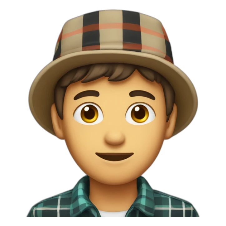 young man in plaid hat sticker
