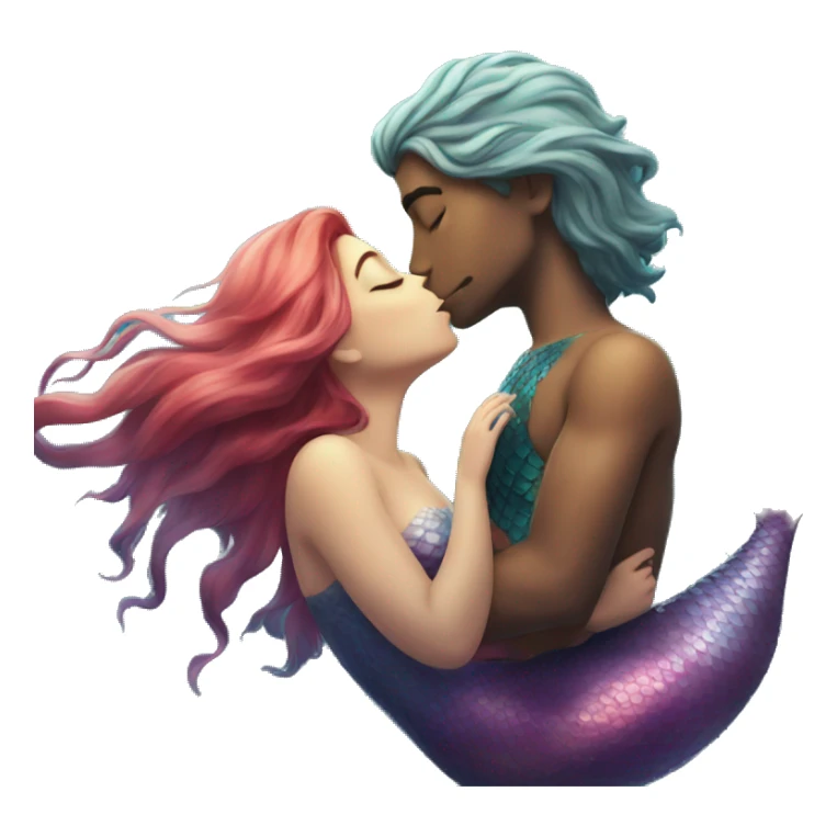 mermaid kissing human sticker