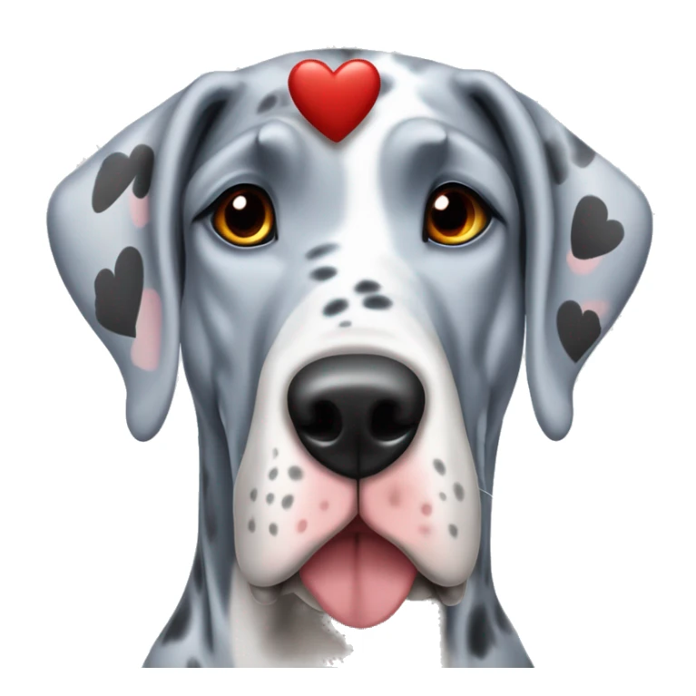 Blue Merle Great Dane with red hearts on head sticker