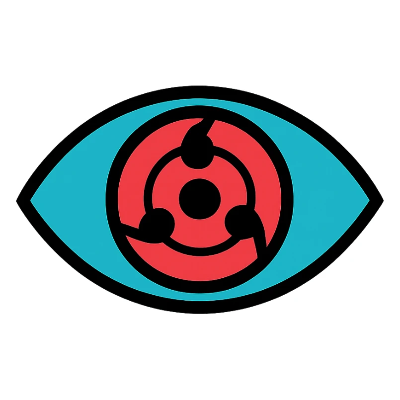 sharingan eye, minimalistic, flat color, icon style sticker