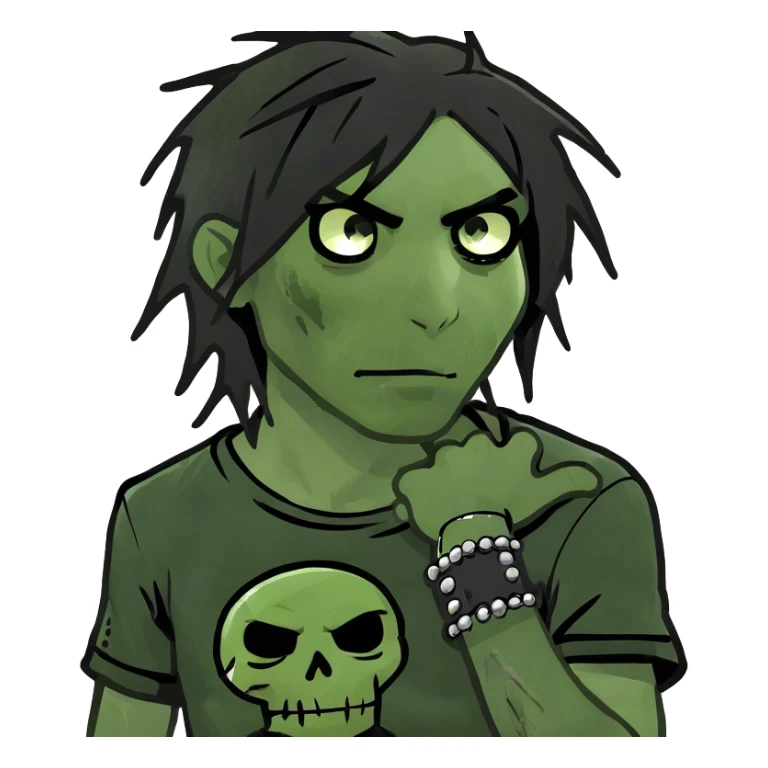 zombie emo with black hair sticker