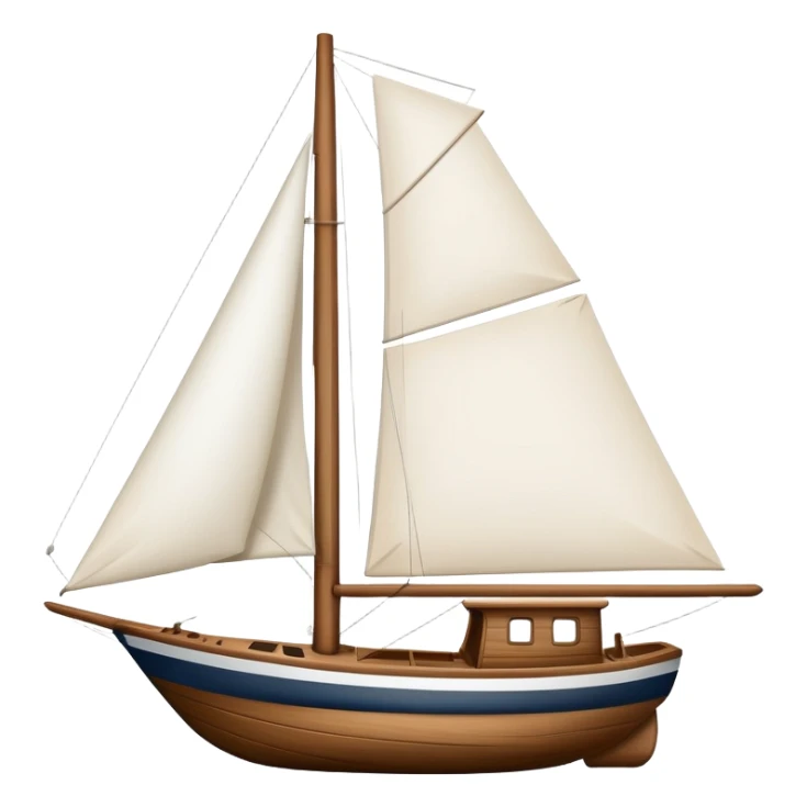 sailboat with visible rudder and white sails sticker