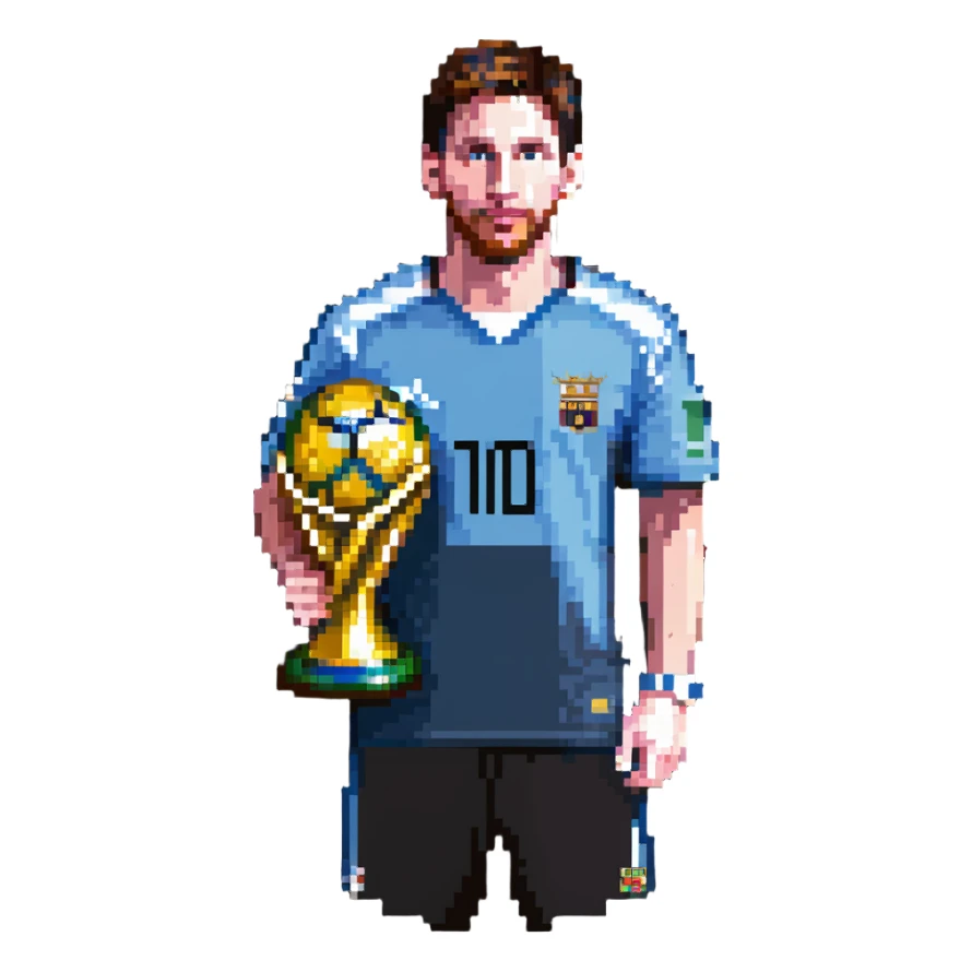 Lionel Messi with World Cup trophy sticker