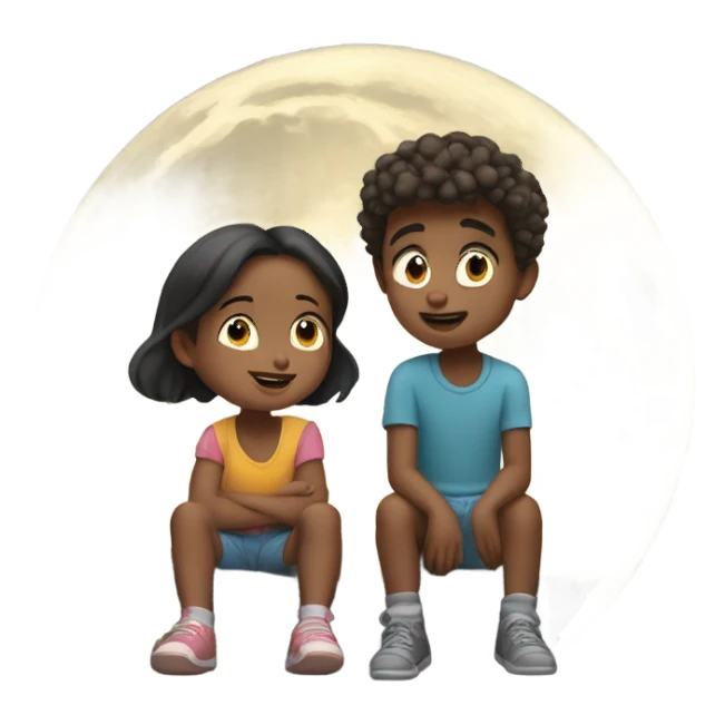 Moon gazing brother & sister sticker