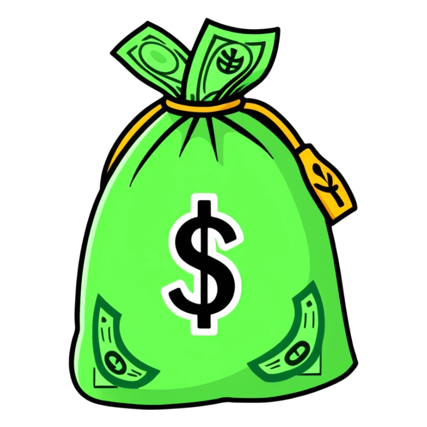 Money bag with yuan symbol sticker