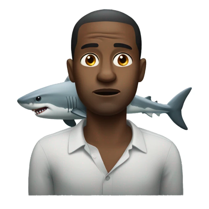 Black man frowning on a shark sticker