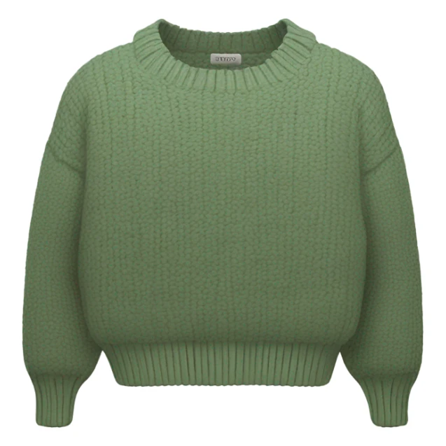 Sage green cropped oversize wool sweater, isolated sticker