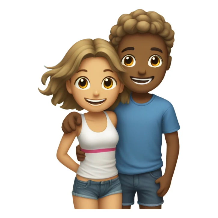 boy and girl hugging on beach sticker