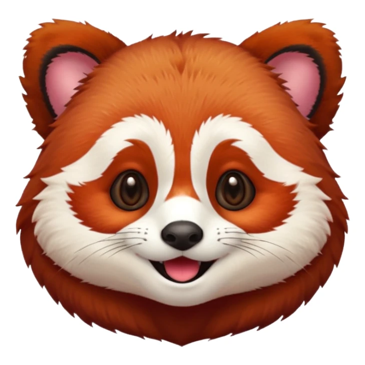 A red panda with no eyes and smiling sticker