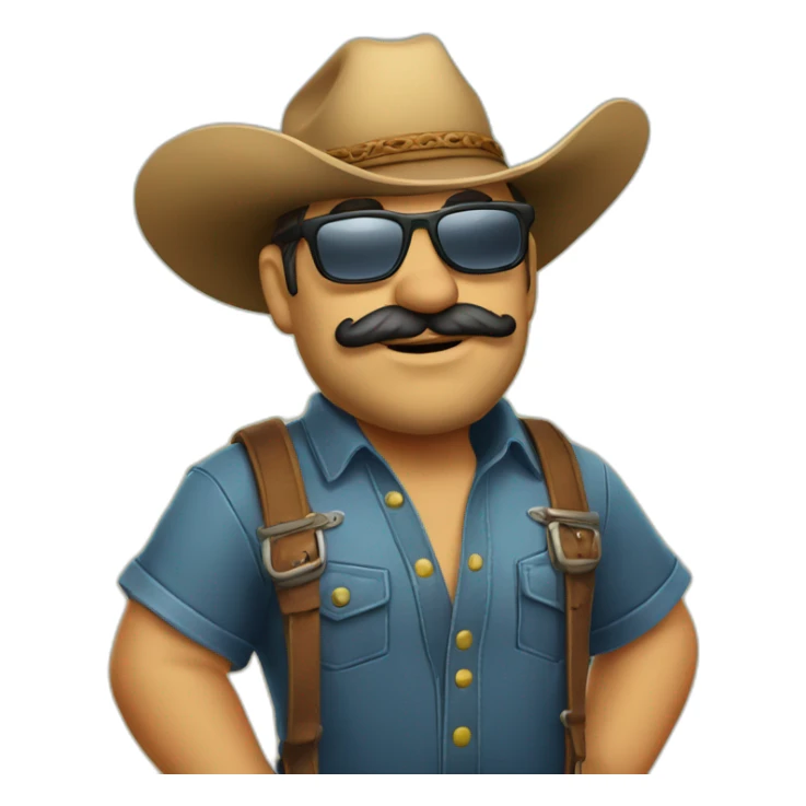 Vaquero gordito con gafas de sol sticker