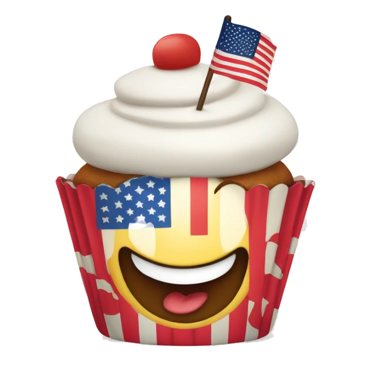 Happy cupcake with an American flag sticker