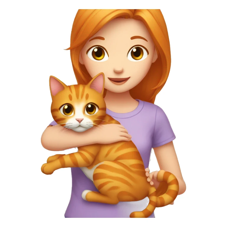 Girl petting ginger cat sticker
