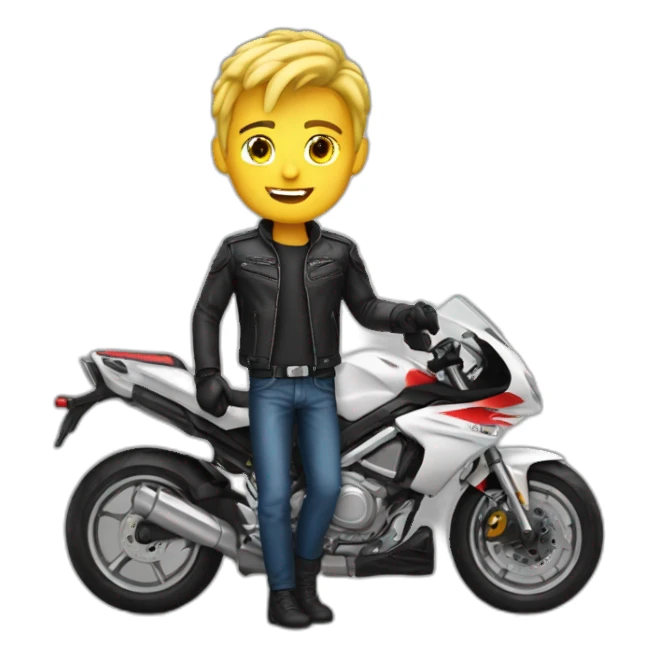 Jeune homme blond motard sticker