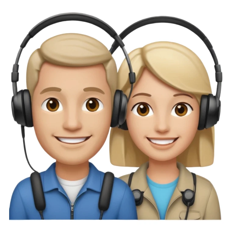 Couple + audio headsets, Tour Group. sticker