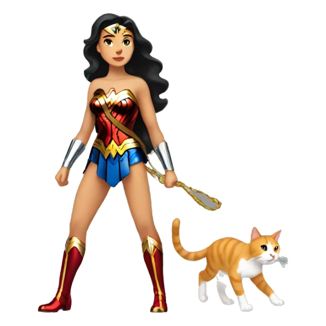 Wonder Woman walking a cat sticker