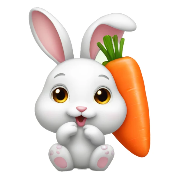 Cute bunny eating carrot sticker