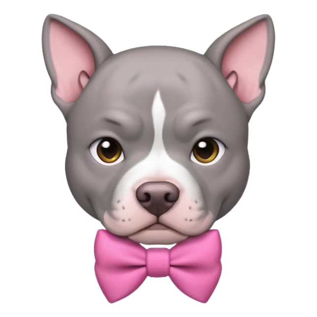 Grey pitbull with a pink bow sticker