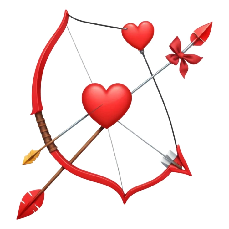 red bow and arrow with heart sticker