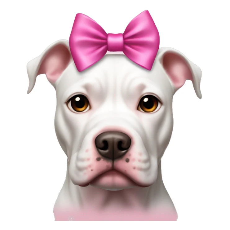 White pitbull with pink bow on her head  sticker