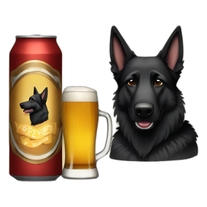 All black German shepherd drinking old style beer sticker