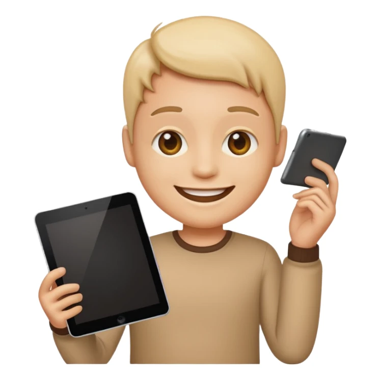 emoji holding and drawing on tablet sticker