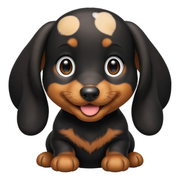 Black miniature Daschund puppy looking happy sticker