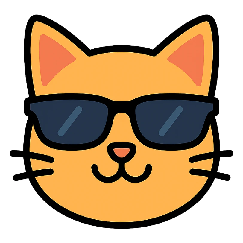 playful and cool cat with sunglasses sticker