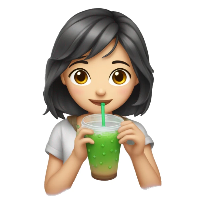 Cute girl drinking boba sticker