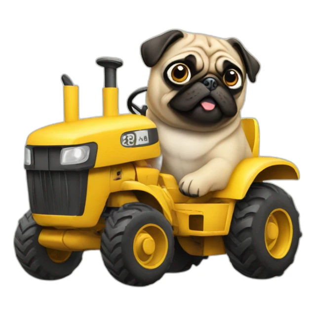 Pug in tractor sticker