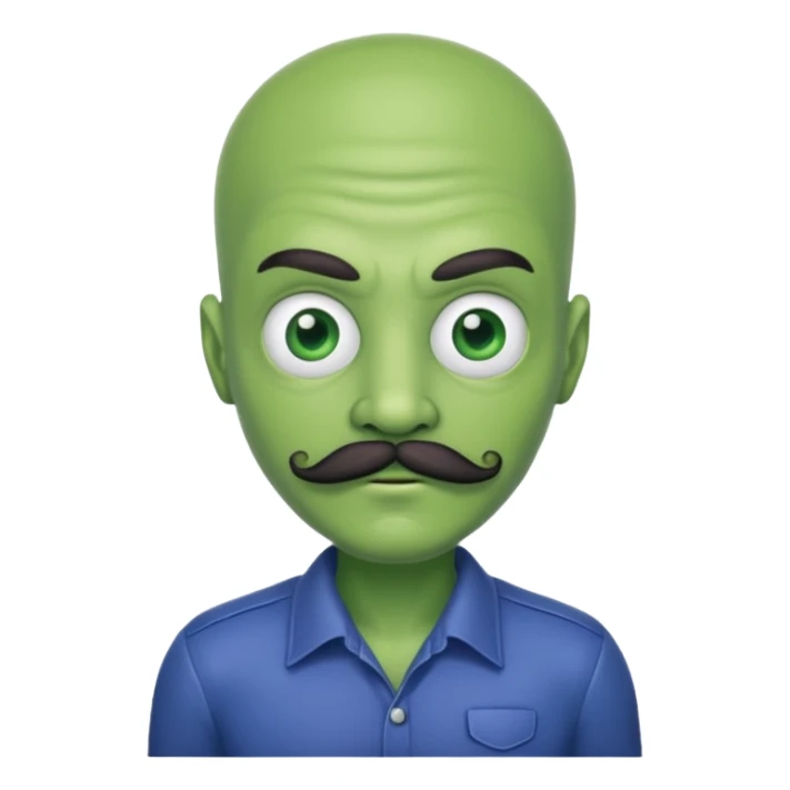 alien with mustache and shirt sticker