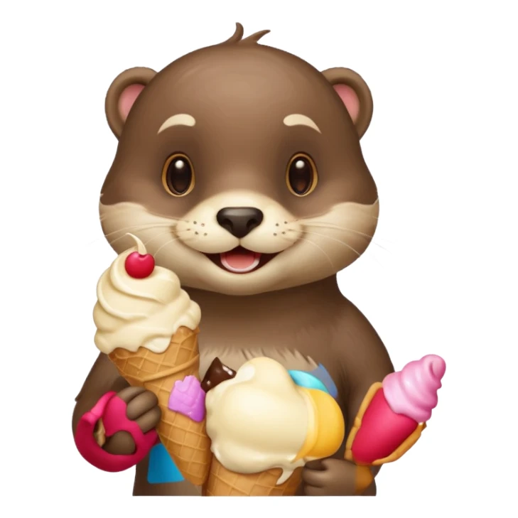 otter holding an ice cream sticker