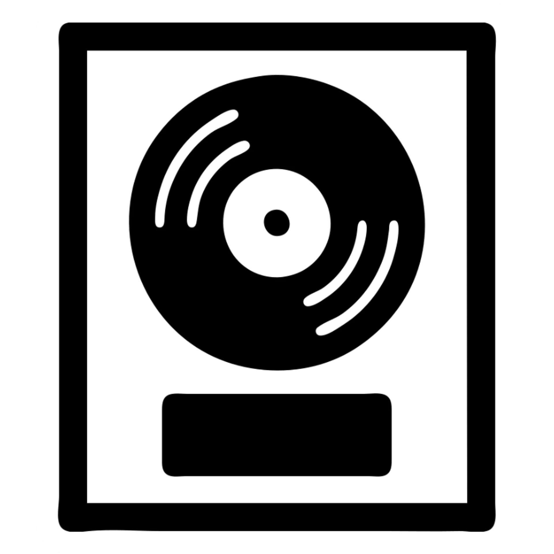 solid icon of a framed platinum record award, simple and bold sticker