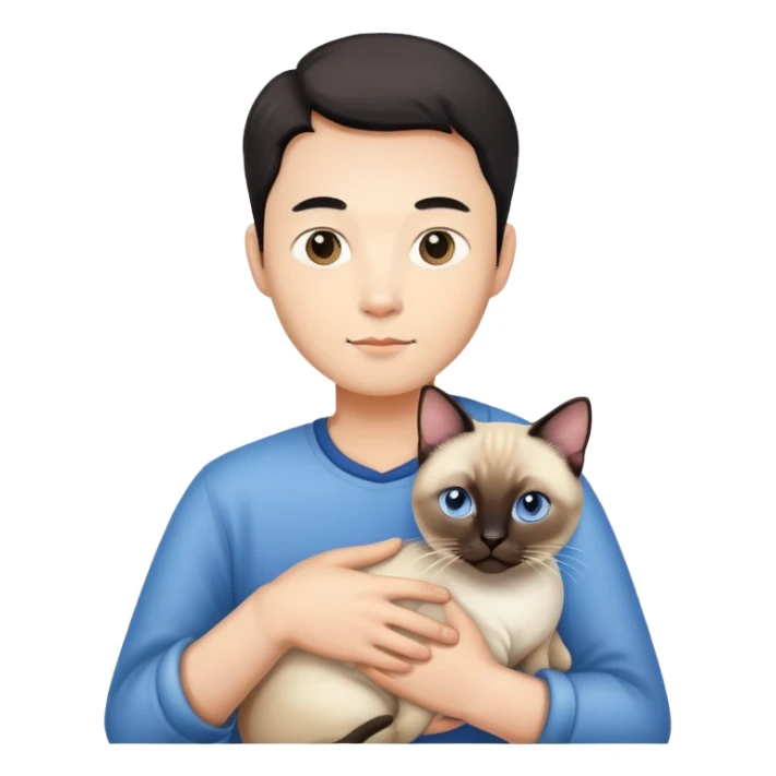 chinese man holding siamese cat sticker