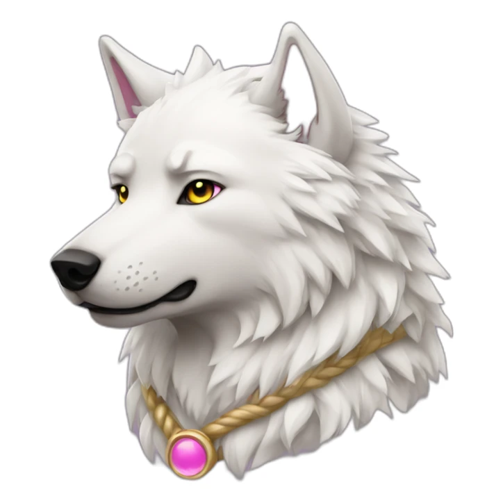 White wolf with gold eyes and pink viking braid  sticker