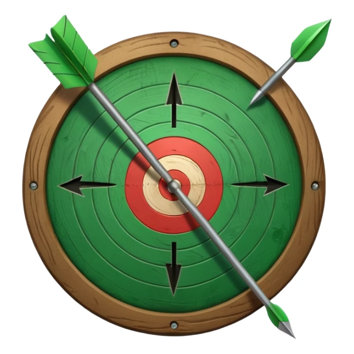 A target with an arrow in the center sticker