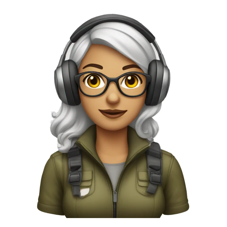 Mulher Loira com Headset com oculos estilo aviador sticker