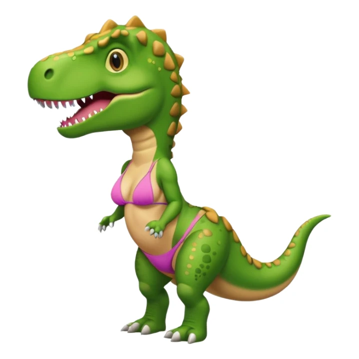 Green cartoon T rex wearing a bikini  sticker