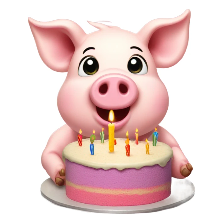 Pig eating birthday cake  sticker