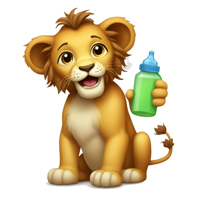 Cute lion with baby bottle  sticker