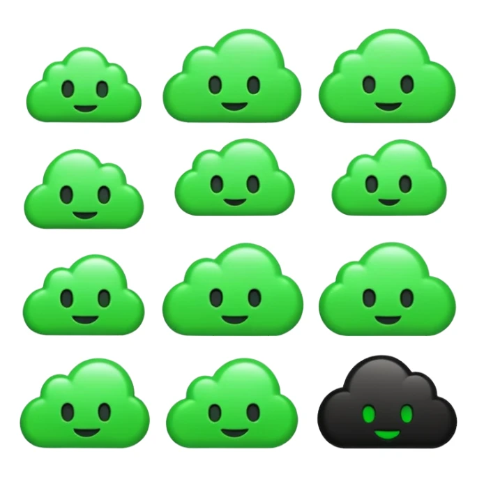 need a perfect emoji pack set for a decentralized infrastructure project for cloud depin etc in web3 crypto black and green neon sticker