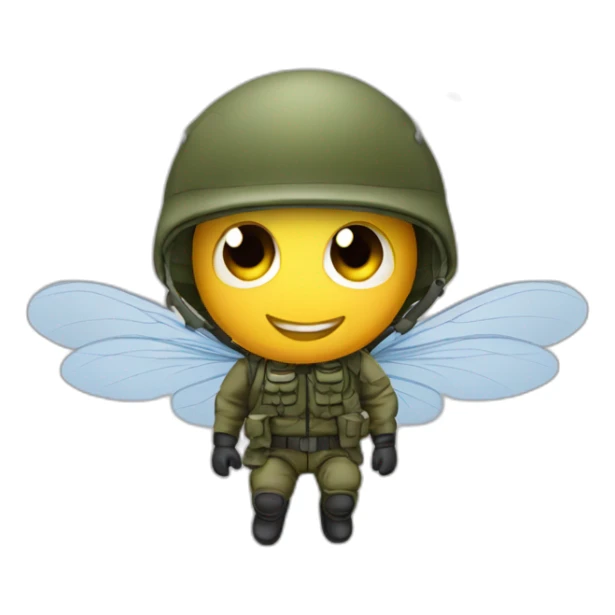 Parachuting ant in military outfit sticker