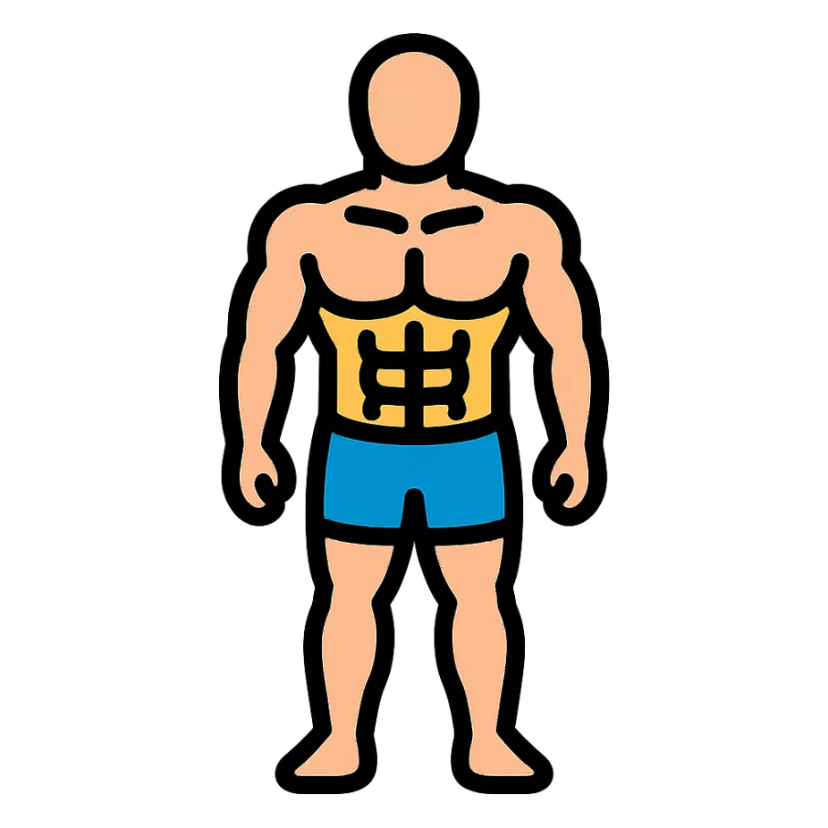 athletic muscular male body type, standing sticker